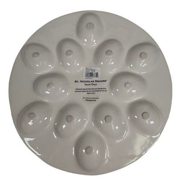 St. Nicholas Square Snow Days Deviled Egg Dish Plate Platter Snowman Christmas - Picture 6 of 9